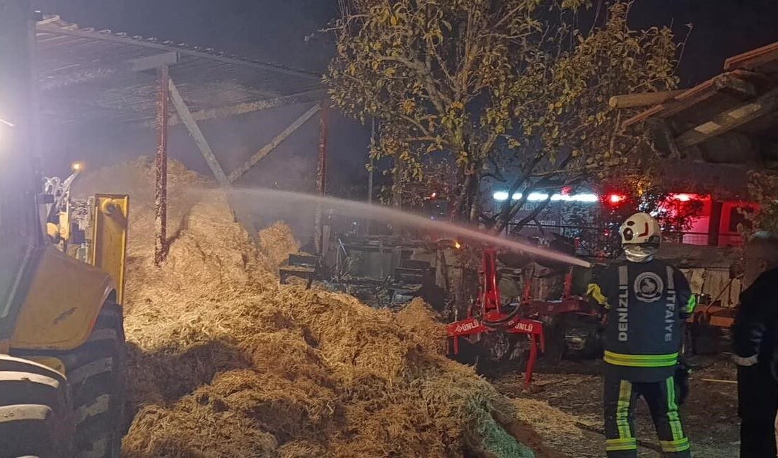Denizli’nin Çal ilçesi İsabey Mahallesi’nde bir evin samanlığında meydana gelen