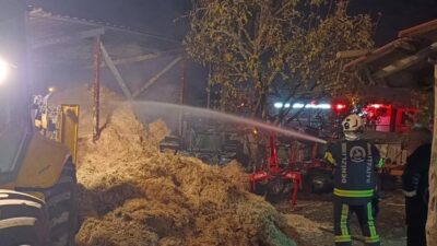 Denizli’nin Çal ilçesi İsabey Mahallesi’nde bir evin samanlığında meydana gelen