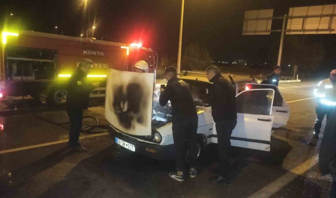 Seydişehir ilçesindeki bir olayda, kırmızı ışıkta bekleyen bir araçta yangın