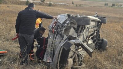 Çankırı’da bir otomobilin kontrolünü kaybederek takla atması sonucu meydana gelen