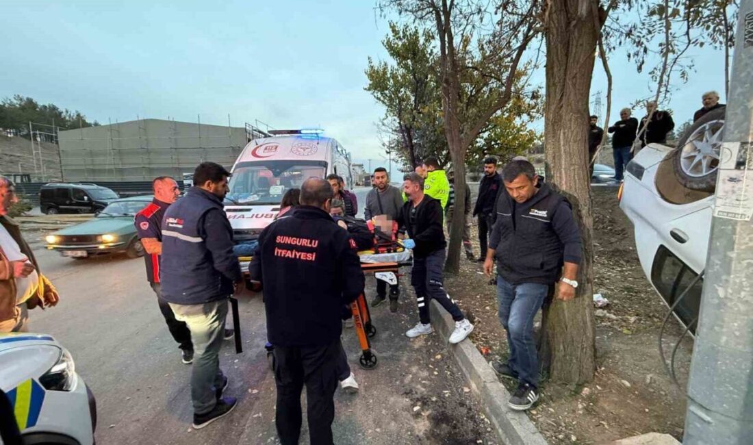 Çorum’un Sungurlu ilçesinde, kontrolden çıkan otomobilin takla attığı kazada sürücü