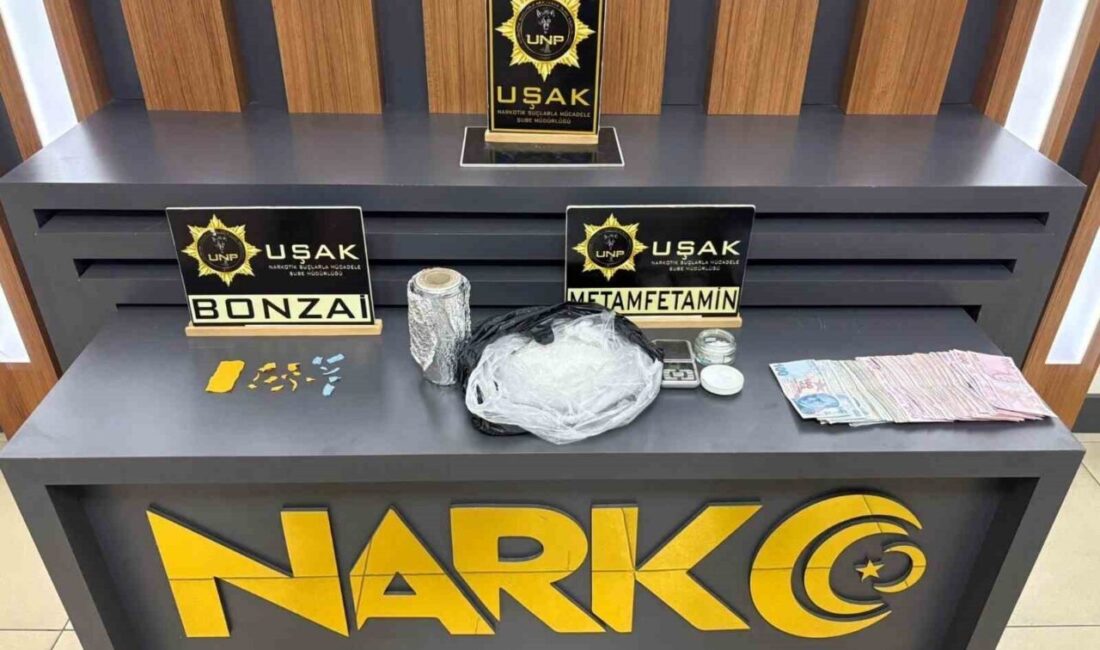 Uşak ilinde, Narkotik Suçlarla Mücadele Şube Müdürlüğü ekipleri tarafından gerçekleştirilen