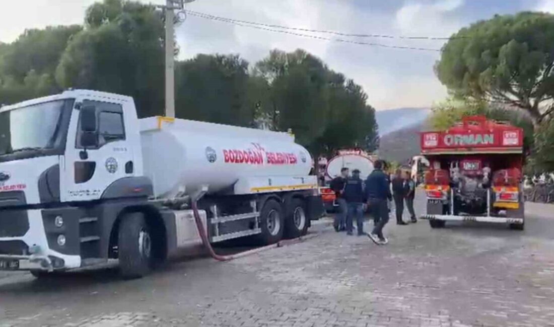 Aydın’ın Bozdoğan ilçesinde zirai alanda çıkan ve rüzgarla geniş alana