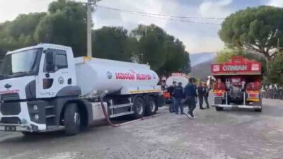 Aydın’ın Bozdoğan ilçesinde zirai alanda çıkan ve rüzgarla geniş alana