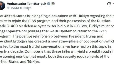 ABD’nin Ankara Büyükelçisi ve Suriye Özel Temsilcisi Tom Barrack, Türkiye’nin