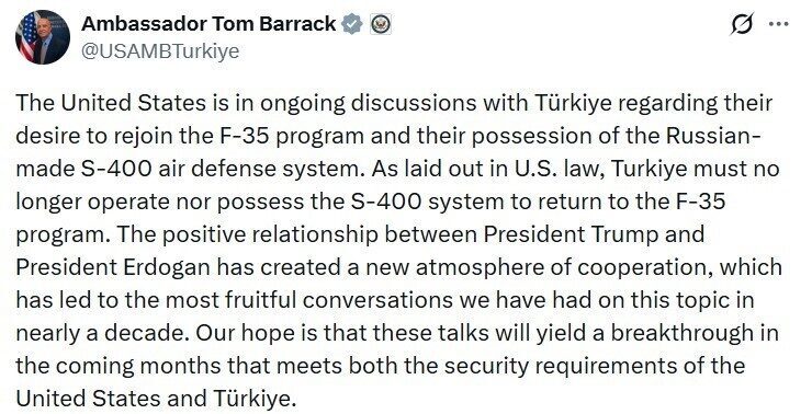 ABD’nin Ankara Büyükelçisi ve Suriye Özel Temsilcisi Tom Barrack, Türkiye’nin