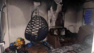 Alaplı ilçesindeki TOKİ konutlarında bir dairede meydana gelen yangın sonucunda