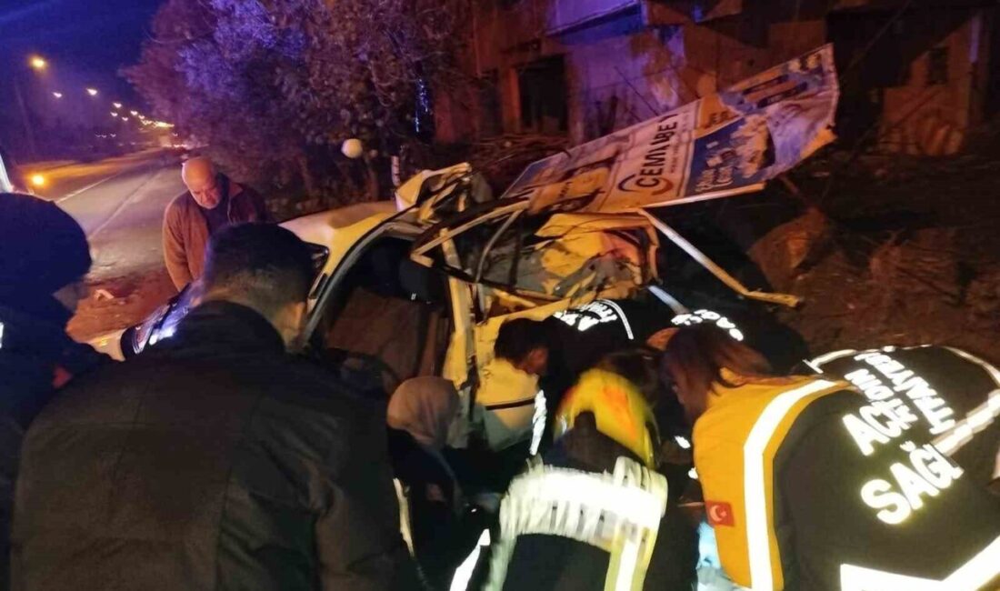 Nazilli ilçesinde ağaca çarpan bir otomobilin içindeki yaralı sürücü, itfaiye