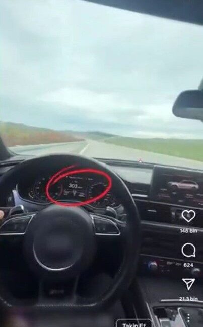 Bursa’da hız yaparken çekilen videoları sosyal medyada paylaşan bir sürücü,