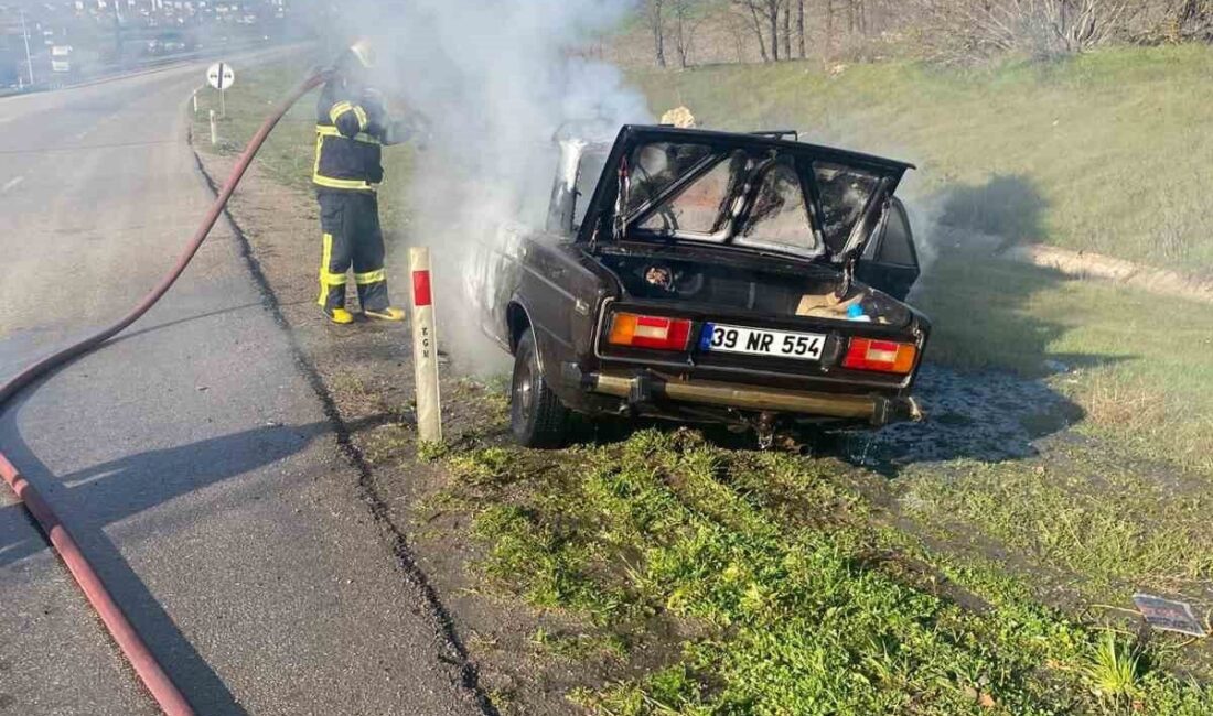 Babaeski ilçesinde seyir halindeki bir otomobilde yangın çıktı. Kırklareli’nin Babaeski