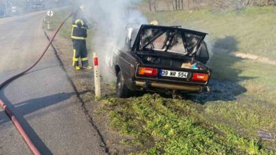 Babaeski ilçesinde seyir halindeki bir otomobilde yangın çıktı. Kırklareli’nin Babaeski