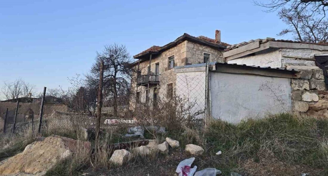 Haymana ilçesinde bir evin bahçesinde bağlı olan bir köpeğin çocuklara