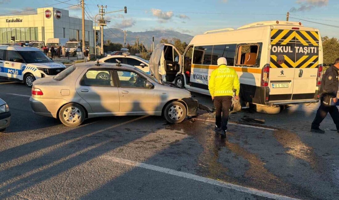 Balıkesir’in Edremit ilçesinde meydana gelen trafik kazasında, öğrenci servisi ile