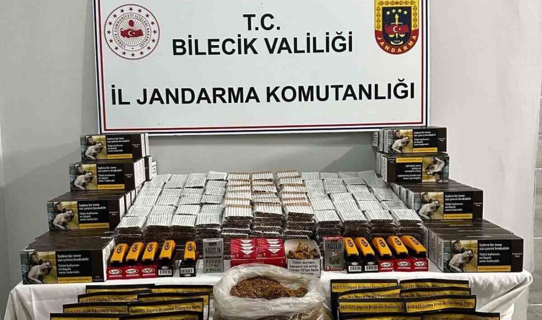 Bilecik’te jandarma ekipleri tarafından yapılan operasyonda büyük miktarda kaçak tütün