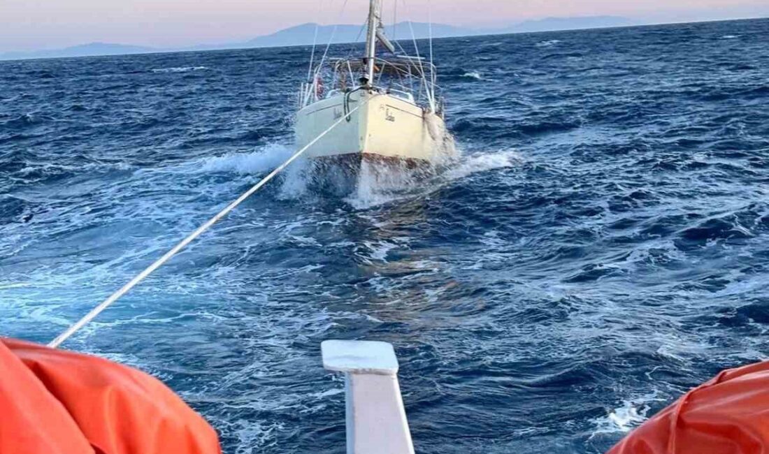 Muğla’nın Datça ilçesinin açıklarında meydana gelen makine arızası sonucu sürüklenen
