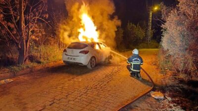 Hatay’ın Defne ilçesine bağlı Harbiye Mahallesi’nde seyir halindeyken alev alan
