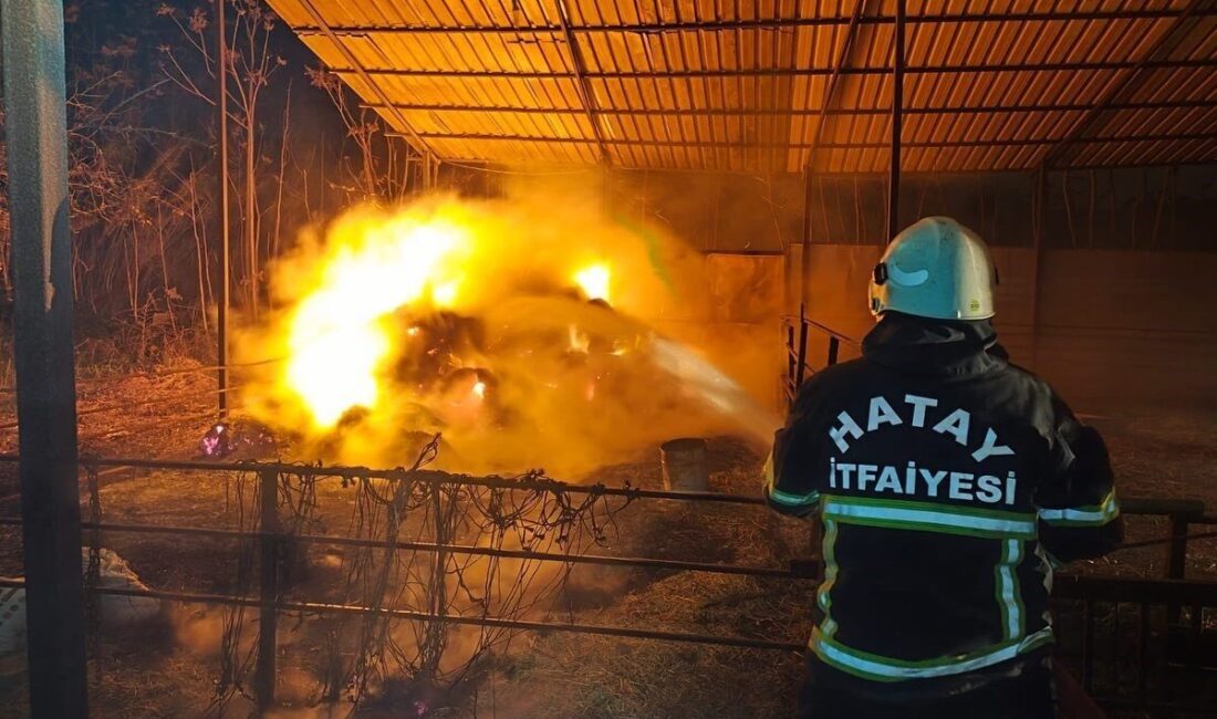 Defne ilçesindeki bir samanlıkta çıkan yangın, itfaiye ekiplerinin hızlı müdahalesiyle