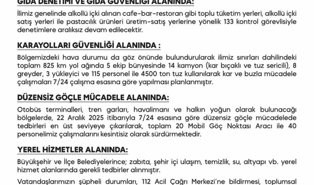 Diyarbakır Valiliği, yılbaşı tatili öncesinde alınan güvenlik önlemleri kapsamında toplam