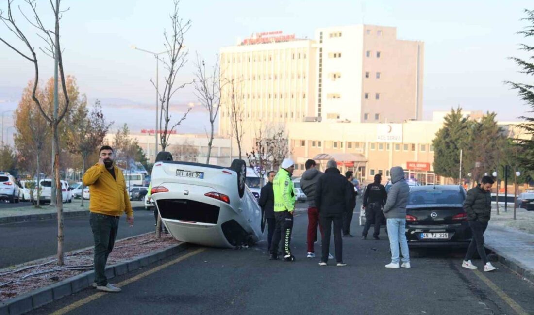 Nevşehir’de bir araca çarpan başka bir araç takla attı, sürücü