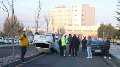 Nevşehir’de bir araca çarpan başka bir araç takla attı, sürücü