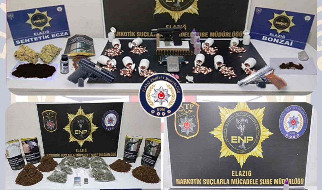 Elazığ’da polis ekipleri, uyuşturucuyla mücadele kapsamında yürütülen operasyonda 19 şüpheliyi