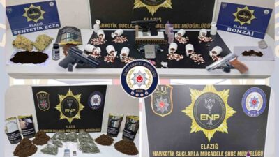 Elazığ’da polis ekipleri, uyuşturucuyla mücadele kapsamında yürütülen operasyonda 19 şüpheliyi