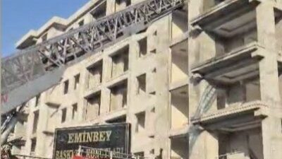 Osmaniye’de elektrik kesintisi nedeniyle mahsur kalan işçiler kurtarıldı. Fakıuşağı Mahallesi’ndeki