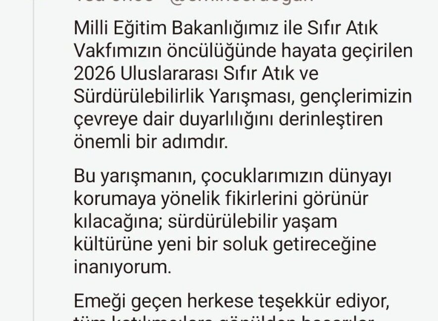 Cumhurbaşkanı Recep Tayyip Erdoğan’ın eşi Emine Erdoğan, Milli Eğitim Bakanlığı