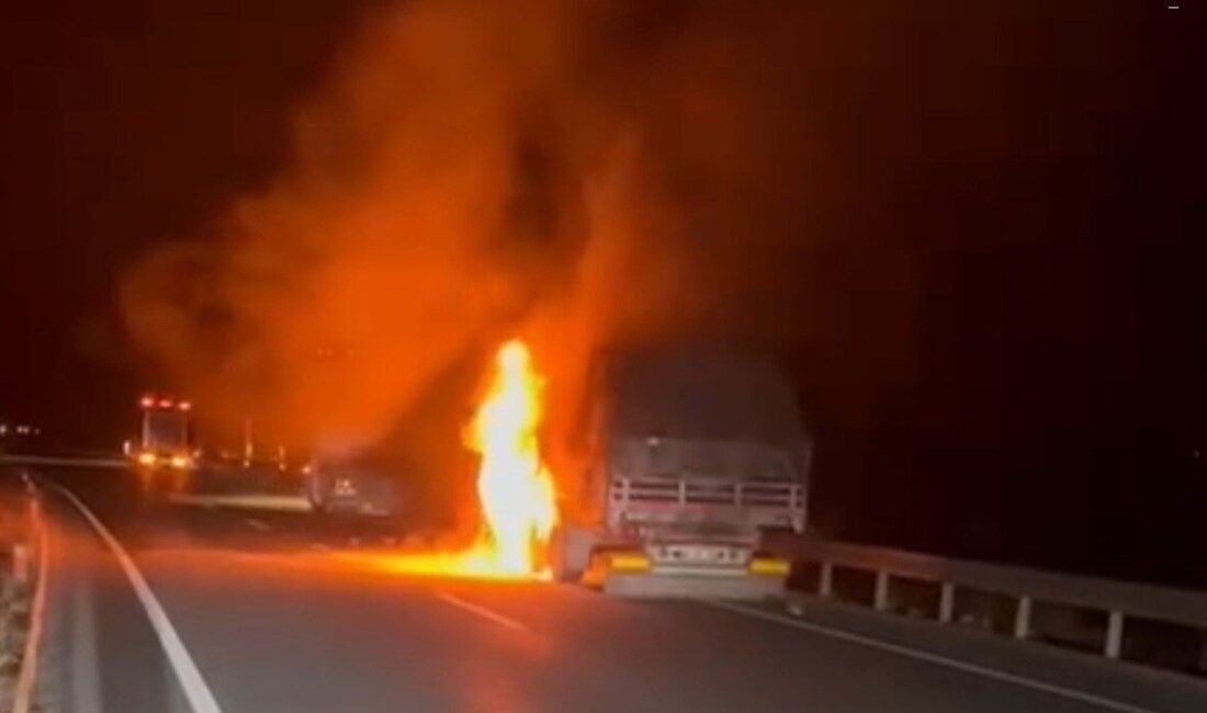 Üzümlü ilçesinde seyir halinde olan bir TIR’da meydana gelen yangın,