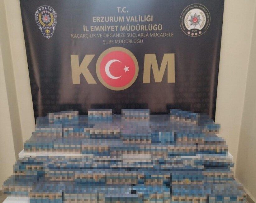 Erzurum’da polis ekipleri tarafından gerçekleştirilen operasyonda 3 bin 442 paket