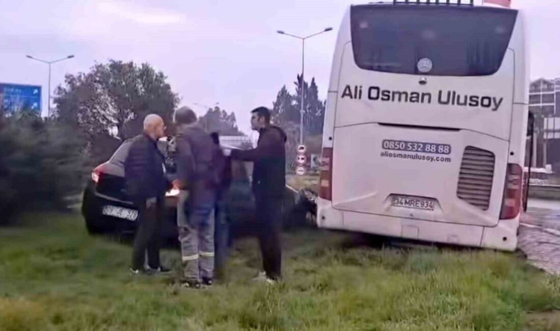 Aydın’ın Söke ilçesinde, yağmurun neden olduğu kaygan yolda gerçekleşen bir