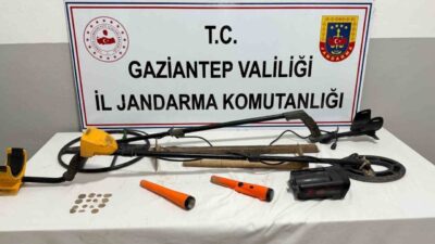 Gaziantep’te define aramak amacıyla izinsiz kazı yaparken suçüstü yakalanan 2