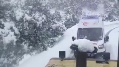 Kırsal alanda kolu kırılan bir kadın, Gaziantep’te etkili olan kar