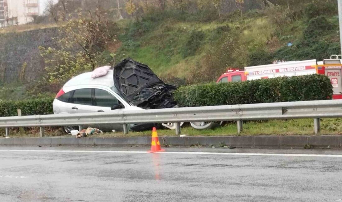 Görele ilçesinde bir aracın bariyerlere çarpması sonucu alev alarak kısa