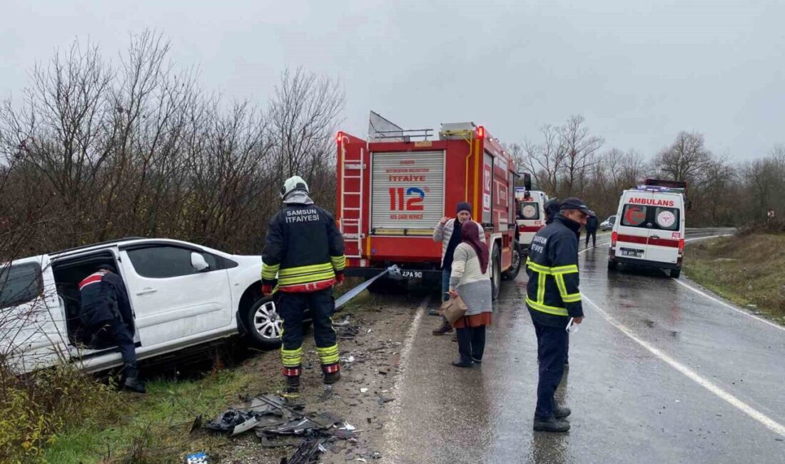 Samsun’un Kavak ilçesinde meydana gelen bir trafik kazasında hafif ticari