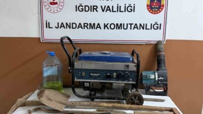 Iğdır ilinde jandarma tarafından gerçekleştirilen kaçak kazı operasyonunda 4 şüpheli