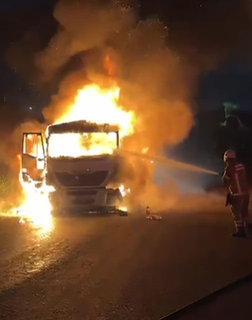 İzmir’in Aliağa ilçesinde seyir halindeyken alev alan ve 20 ton