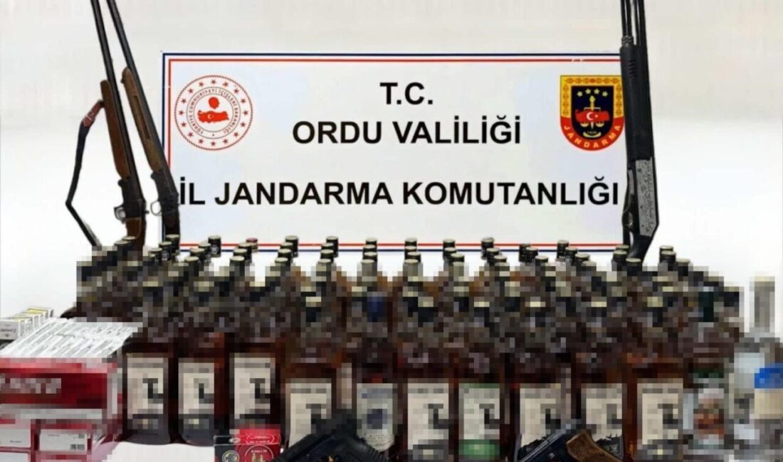 Ordu’da jandarma birimleri tarafından düzenlenen operasyonda 102 litre kaçak alkollü