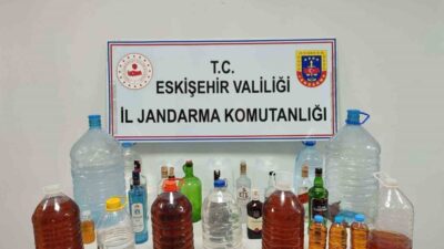 Eskişehir’de jandarma ekipleri tarafından yapılan operasyonda 78 litre sahte içki