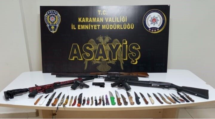 Karaman’da son bir hafta içinde gerçekleştirilen operasyonlarda uyuşturucu, ruhsatsız silahlar