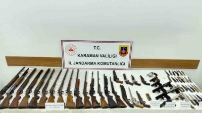 Karaman’ın Ermenek ilçesinde jandarma, bir evde yaptığı aramada çok sayıda