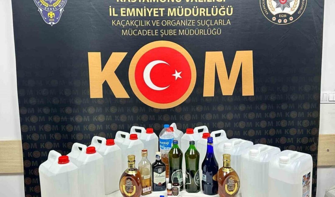 Kastamonu’da polis ekipleri tarafından gerçekleştirilen operasyonda 55 litre etil alkol