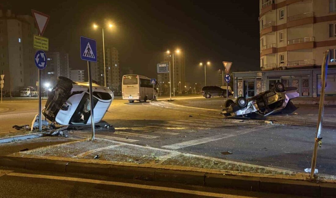 Melikgazi ilçesinde bir kavşakta meydana gelen trafik kazasında, araçlardan biri
