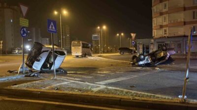 Melikgazi ilçesinde bir kavşakta meydana gelen trafik kazasında, araçlardan biri