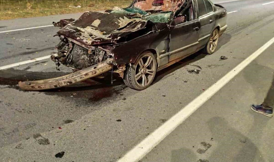 Afyonkarahisar’da, Bolvadin ilçesi girişinde meydana gelen trafik kazasında, bir otomobil
