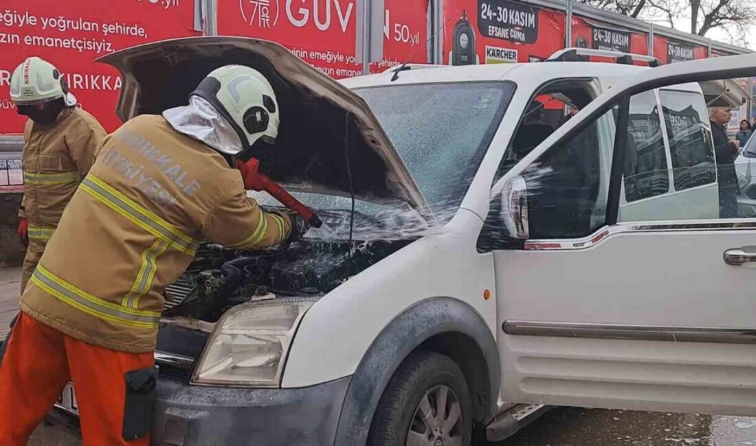 Kırıkkale ilinde seyir halindeki bir aracın motor kısmında meydana gelen