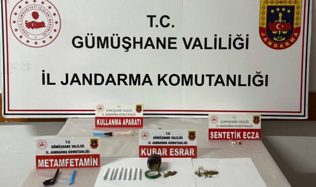 Kocaeli’den Gümüşhane’ye uyuşturucu taşıyan bir şahıs, Gümüşhane İl Jandarma Komutanlığı’nın