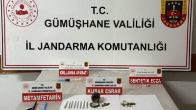 Kocaeli’den Gümüşhane’ye uyuşturucu taşıyan bir şahıs, Gümüşhane İl Jandarma Komutanlığı’nın
