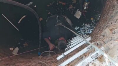 Adıyaman’da, Yeni Sanayi Mahallesi’nde bir su kuyusuna düşen bir keçi,
