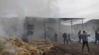 Malatya’nın Kuluncak ilçesinde bulunan bir besi çiftliğinde meydana gelen yangın,